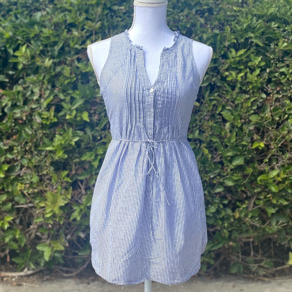 Blue and White Pinstripe Sun Dress - XS